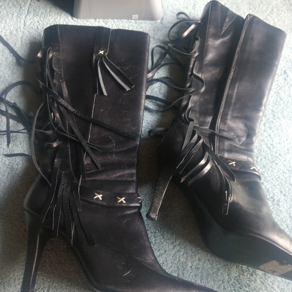 Sexy Leather Made In Spain Fringe Boot